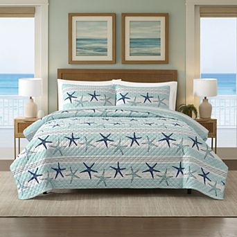 Avanti Starfish Stripe Reversible Quilt Set