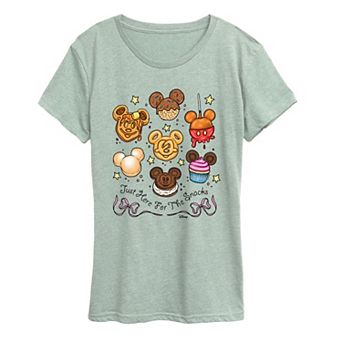Women's Disney's Mickey Just Here For The Snacks Graphic Tee
