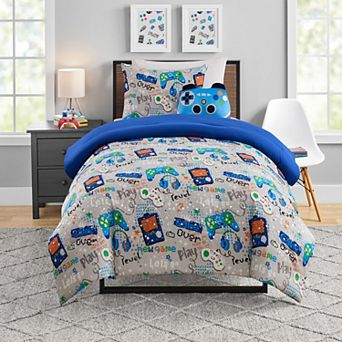 Olivia & Finn Reversible Kids 3 pc Comforter Set with Coordinating Throw Pillow