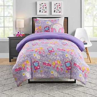 Olivia & Finn Reversible Kids 3 pc Comforter Set with Coordinating Throw Pillow