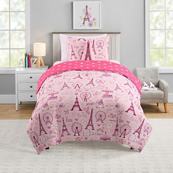 Olivia & Finn Reversible Kids 3 pc Comforter Set with Coordinating Throw Pillow