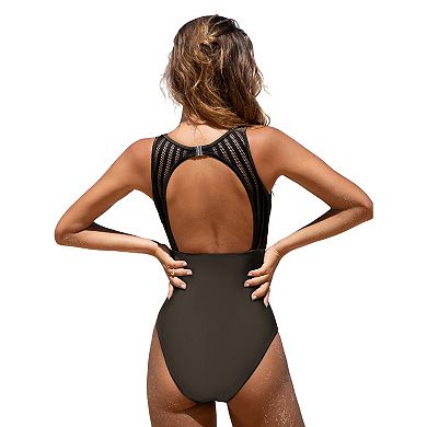 Women's Cupshe High Neck Backless One-Piece Swimsuit