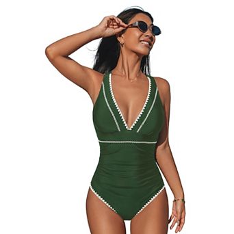 Women's Cupshe Cross Back Scoop One-Piece Swimsuit
