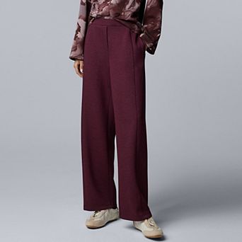 Petite Simply Vera Vera Wang High Rise Pull-On Wide Leg Luxe Cozy Knit Pants