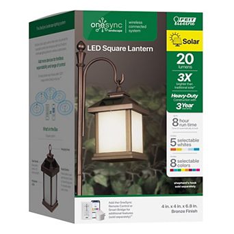 Feit OneSync 4 in Solar Power Metal Square Bronze Hanging Pathway Light