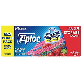 Ziploc Grip 'n Seal Technology 1-qt Clear Zipper Storage Bag 29 pk