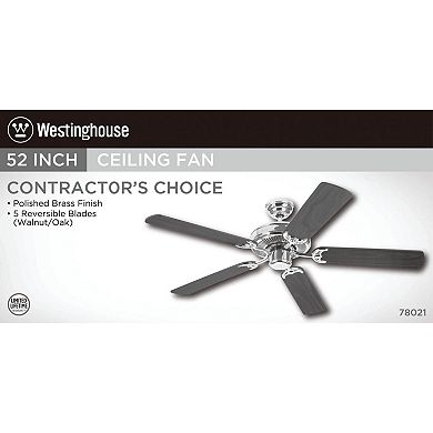 Westinghouse Contractor's Choice 52 in. Polished Brass Brown Indoor Ceiling Fan