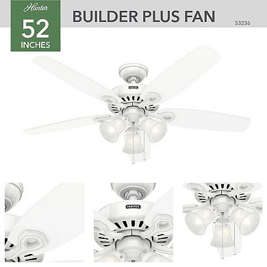 Hunter Builder Plus 52 in. Snow White White LED Indoor Ceiling Fan