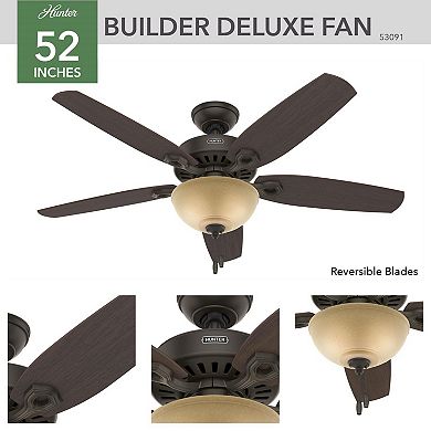 Hunter Builder Deluxe 52 in. New Bronze Brown LED Indoor Ceiling Fan