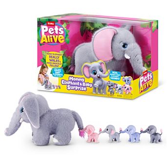 Pets Alive Mommy Elephant & Baby Surprise 4 pc Interactive Plush Set