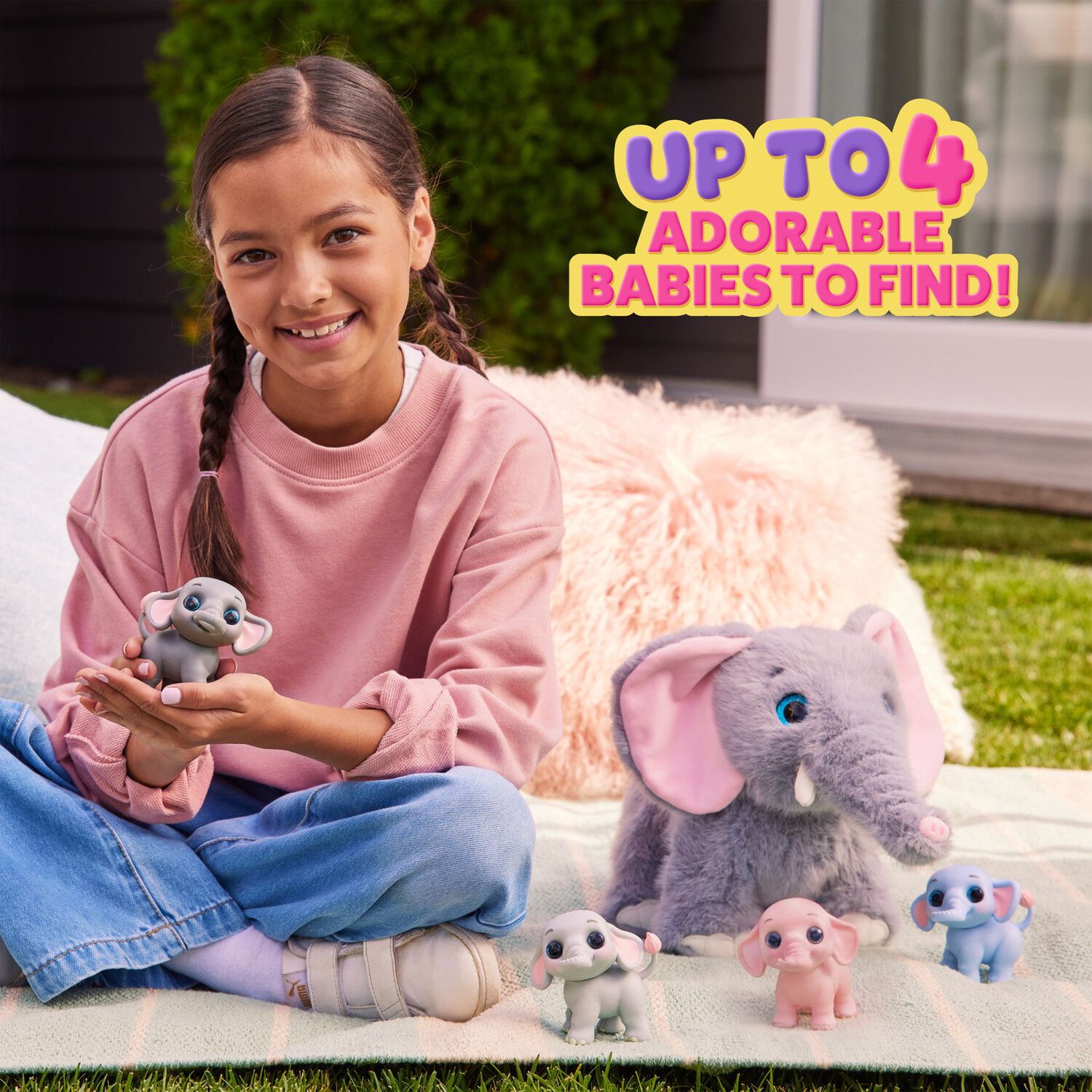 Детские мягкие игрушки Pets Alive Mommy Elephant & Baby Surprise 4 pc Interactive Plush Set — фото 5