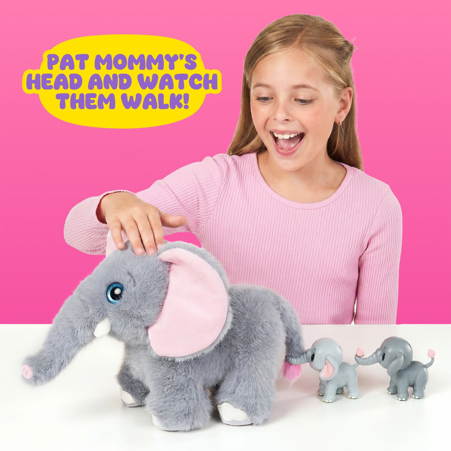 Детские мягкие игрушки Pets Alive Mommy Elephant & Baby Surprise 4 pc Interactive Plush Set — фото 7