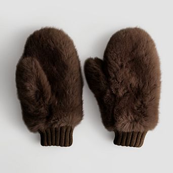 Women's LC Lauren Conrad Faux Fur Mittens With Knit Cuff