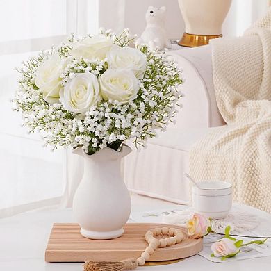 30pcs Baby’s Breath Artificial Flowers, Real Touch White Gypsophila Home Decor