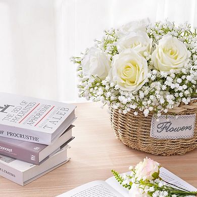 30pcs Baby’s Breath Artificial Flowers, Real Touch White Gypsophila Home Decor