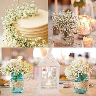 30pcs Baby’s Breath Artificial Flowers, Real Touch White Gypsophila Home Decor