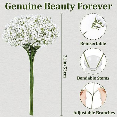 30pcs Baby’s Breath Artificial Flowers, Real Touch White Gypsophila Home Decor
