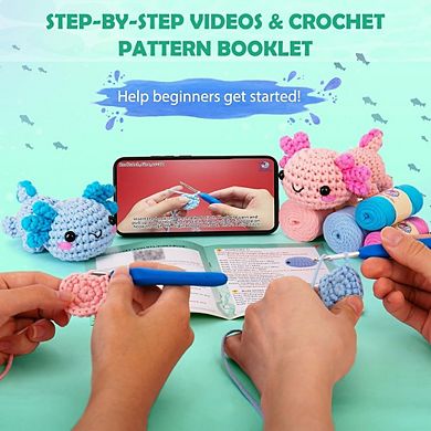 Beginner Crochet Kit with Step-by-Step Tutorials for Adults and Kids