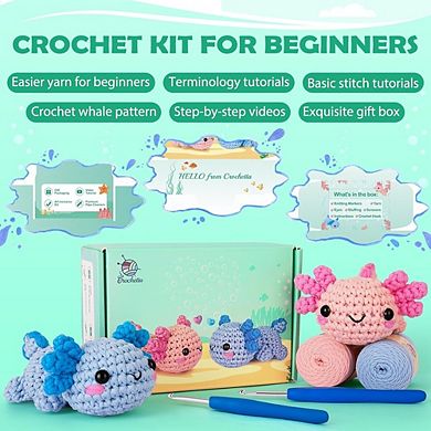 Beginner Crochet Kit with Step-by-Step Tutorials for Adults and Kids
