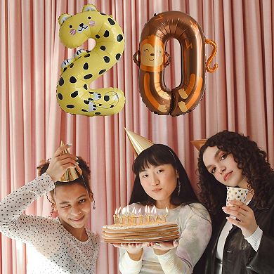 Animal Print Number Balloon for Party Colorful 1 Pc