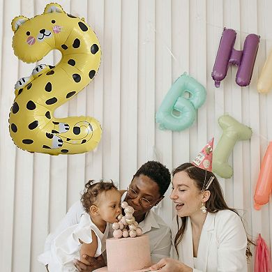Animal Print Number Balloon for Party Colorful 1 Pc