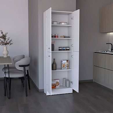 Lynch Kitchen Pantry 71" H, 4 Doors, 5 Adjustable Shelves, Laundry, White