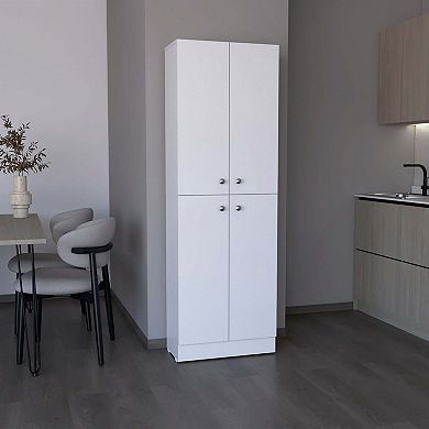 Lynch Kitchen Pantry 71" H, 4 Doors, 5 Adjustable Shelves, Laundry, White