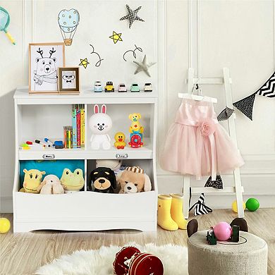 Costway Children's Multi-Functional Bookcase Toy Storage Bin Kids Floor Cabinet