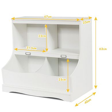 Costway Children's Multi-Functional Bookcase Toy Storage Bin Kids Floor Cabinet