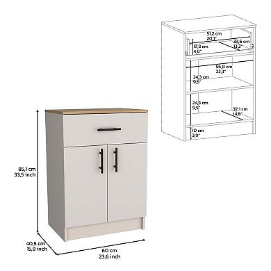 Barbados Pantry Cabinet with Drawer, Two Interior Shelves and Two Doors