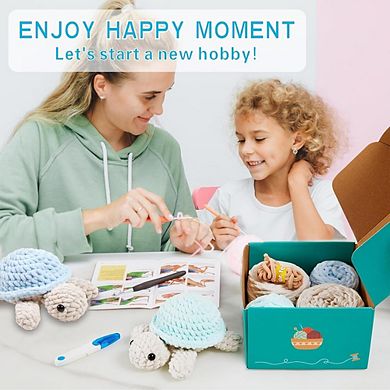 Beginner Crochet Kit, Amigurumi Turtles, Step-by-Step Video Tutorials