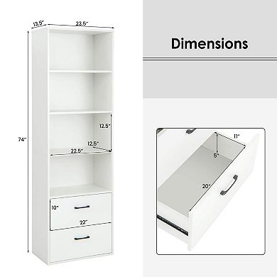 Costway 6-Tier Tall Bookshelf Freestanding Modern Bookcase Storage Cabinet