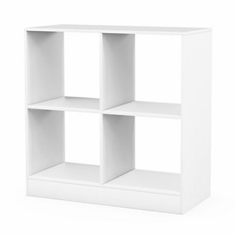 Costway Kids Toy Storage Organizer 4-Cube Wooden Display Bookcase with Anti-toppling Device