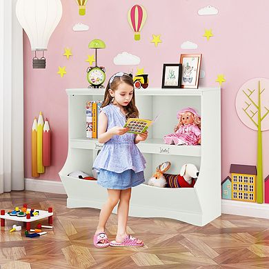 Costway Kids Storage Unit Bookshelf Bookcase Toy Organizer Bookshelf Bookcase White