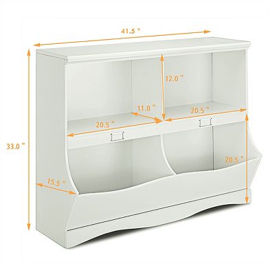 Costway Kids Storage Unit Bookshelf Bookcase Toy Organizer Bookshelf Bookcase White