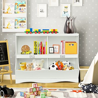 Costway Kids Storage Unit Bookshelf Bookcase Toy Organizer Bookshelf Bookcase White