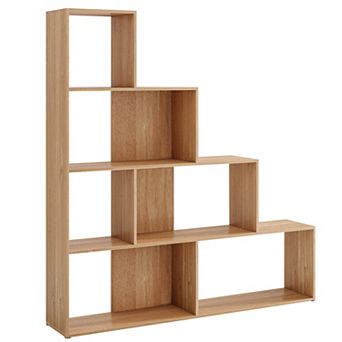 Costway 6 Cubes Ladder Shelf Freestanding Corner Bookshelf Storage Bookcase Display Rack