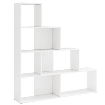 Costway 6 Cubes Ladder Shelf Freestanding Corner Bookshelf Storage Bookcase Display Rack