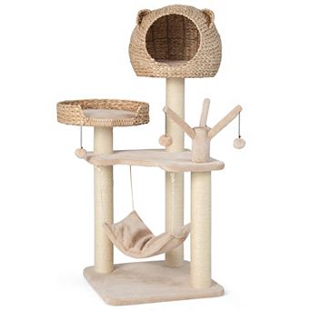 Costway 48'' Tall Cat Tree Tower Multi-Level Play Activity Center withCondo Hammock Cushion