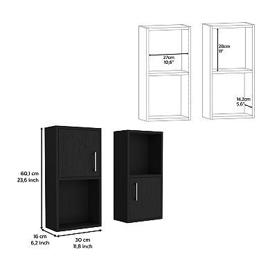 Eak 24" H 2 Pcs Wall Mounted Bathroom Medicine Cabinet, Two Doors, Two Shelves