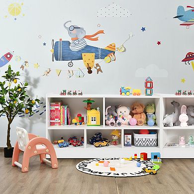 Costway Kids 2-Shelf Bookcase 5-Cube Wood Toy Storage Cabinet w/ Shelves