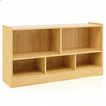 Costway Kids 2-Shelf Bookcase 5-Cube Wood Toy Storage Cabinet w/ Shelves