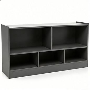 Costway Kids 2-Shelf Bookcase 5-Cube Wood Toy Storage Cabinet w/ Shelves