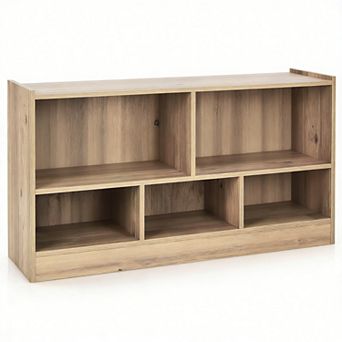 Costway Kids 2-Shelf Bookcase 5-Cube Wood Toy Storage Cabinet w/ Shelves