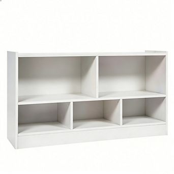 Costway Kids 2-Shelf Bookcase 5-Cube Wood Toy Storage Cabinet w/ Shelves