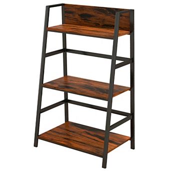 Costway 3 tier Ladder Bookshelf Industrial Storage Rack Bookcase Plant Display Shelf