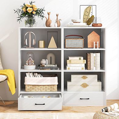 Costway 4-Tier Bookcase Display Bookshelf Storage Organizer with Shelves & Drawer