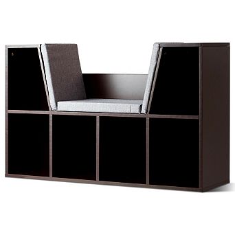 Costway 6 Cubby Kid Storage Cabinet Cushioned Bookcase Multi-Purpose Reading Shelf Brown