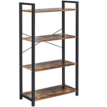 Costway 4 tier Bookshelf Industrial Bookcase Diaplay Shelf Storage Rack Rustic Brown