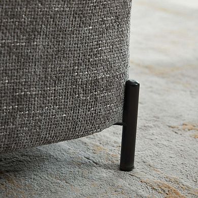 Chenille Upholstered Storage Bench Ottoman with Metal Legs Charcoal